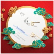 [Mã FASHIONXANH44 giảm 10% đơn từ 99K] Bông tai bạc nữ H.A.S dạng móc hình tim rỗng cá tính - Khuyên tai bạc thời trang